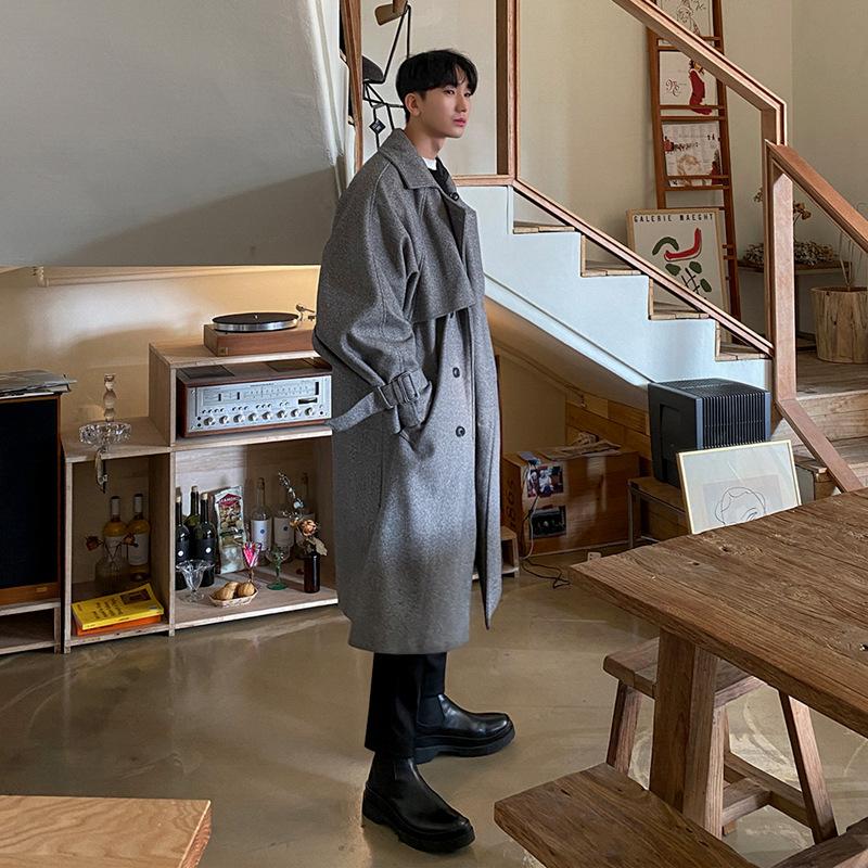 

Корейский стиль шерстяное пальто мужское средней длины модное и красивое пальто-накидка осень и зима утолщенная шерстяная ветровка 2XL