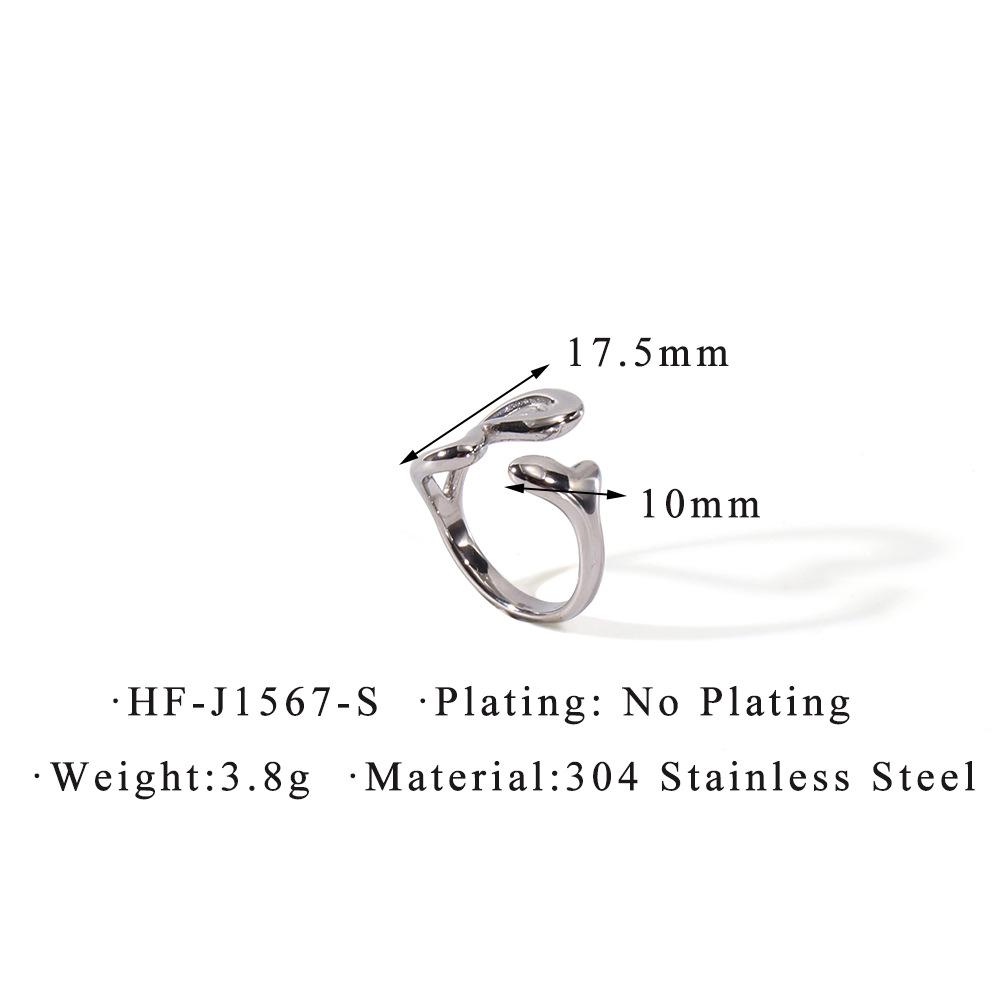 European & American Titanium Steel Heart Hollow Double-Headed Versatile Open Ring, 18K Gold Plated
