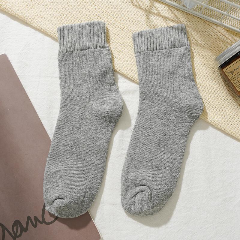 1/5Pairs Men's Thickened Cotton Socks Terry Plus Velvet Warm Mid-tube Socks Soft Skin-friendly Casual Socks