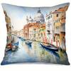 Short Plush Material Pillowcasehome Decor Venice Canal Watercolor Boat Pillow Covers Pattern Cushion Cover Suitable For Sofa Bed
