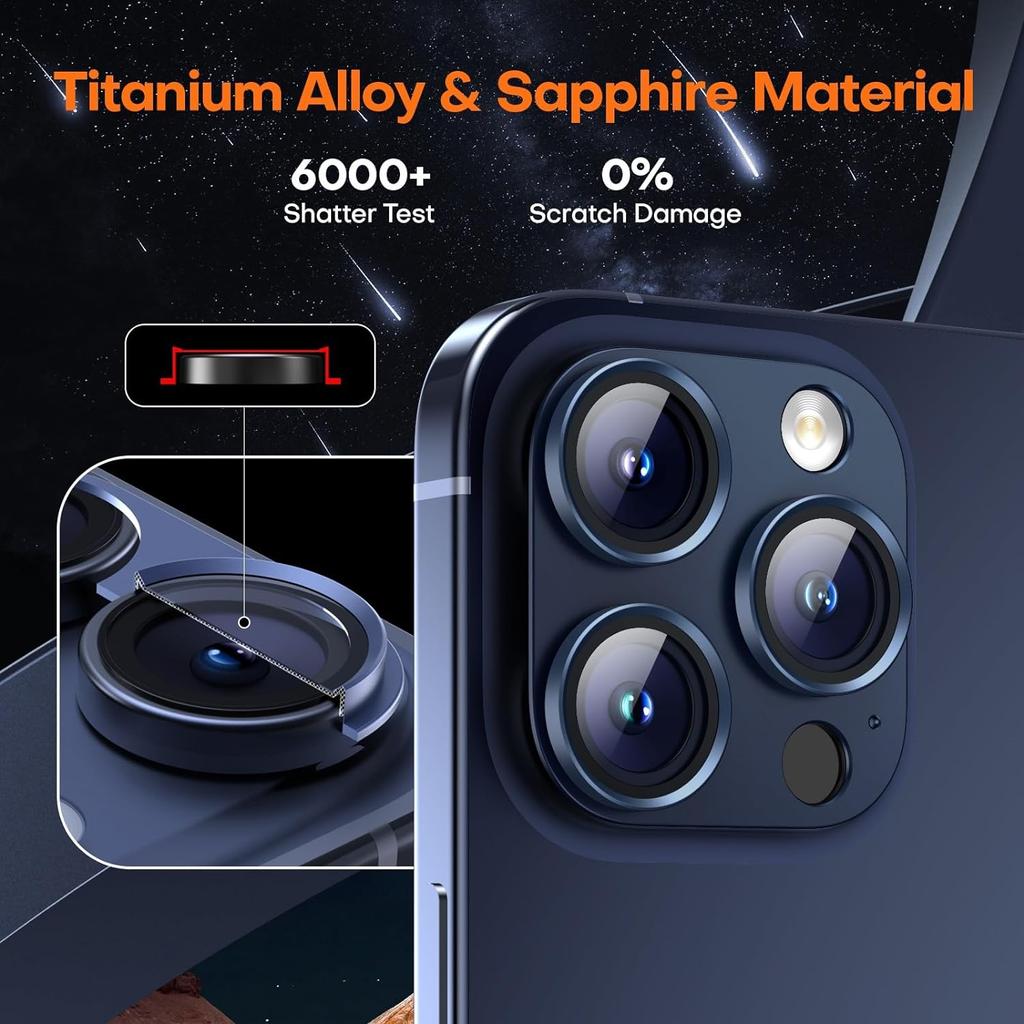 2Pcs Tempered Glass Camera Lens Protector Cover For For Iphone 1 Pro Max 14 Plus 13 Mini 1Pro 14Pro 13Pro Protection Blue Titanium