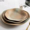 Kiln Changes Retro Ceramic Deep Plate Irregular Salad Plate Pasta Plate Dessert Plates Hotel Molecular Cuisine Tableware