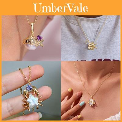 Ocean Pearl Pendant Necklace With Zircon Fish Charm For Women And Men