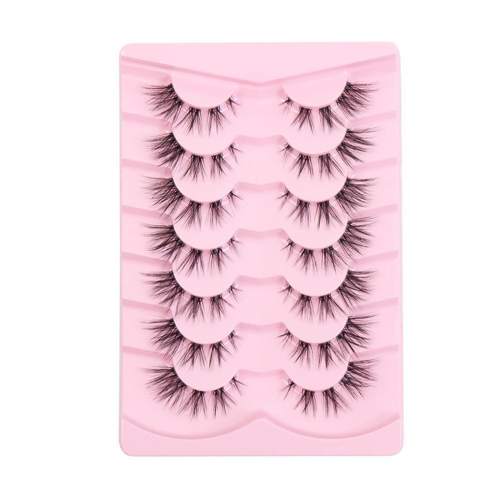 False Eyelashes Naturally Curl Up the Whole Black Stem Multi-layer Three-dimensional Orange Tray, One Piece of 7 Pairs of Eyelashes
