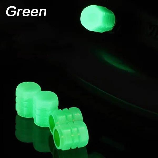 

4-Piece Universal Glowing Valve Caps - Fluorescent Stem Covers for Cars, Motorcycles & Bicycles, Auto Core Protectors