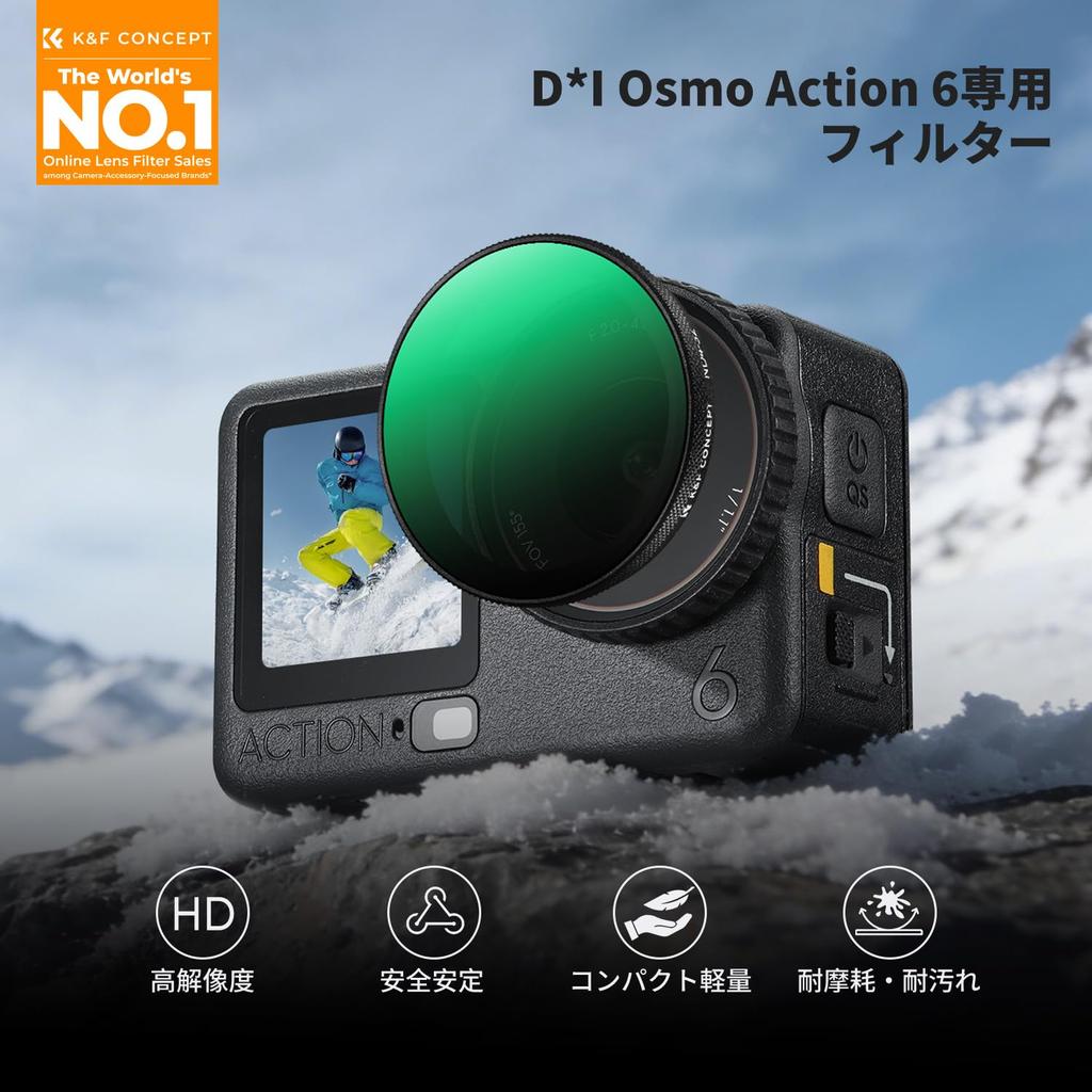 CONCEPT Variable Filter for OSMO Light Intensity Lens Optical High Nano Water and Stain Easy K&F ND4-32 ACTION6 Adjustment, Protection, Glass,