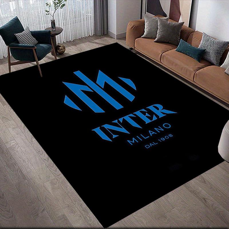 Inter Milan Printed Carpet, Home Sofa Decoration for Living Room & Bedroom, Non‑Slip Play Flannel Floor Mat for Game Room