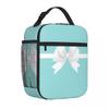 Bestselling Turquoise & White Bow Pastel Lunch Box Bag Corporate Lunch Carry Lunch Bag