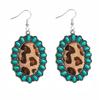 Fashion Retro Bohemian Turquoise Leopard Print Pendant Earrings Ethnic Style Long Earrings