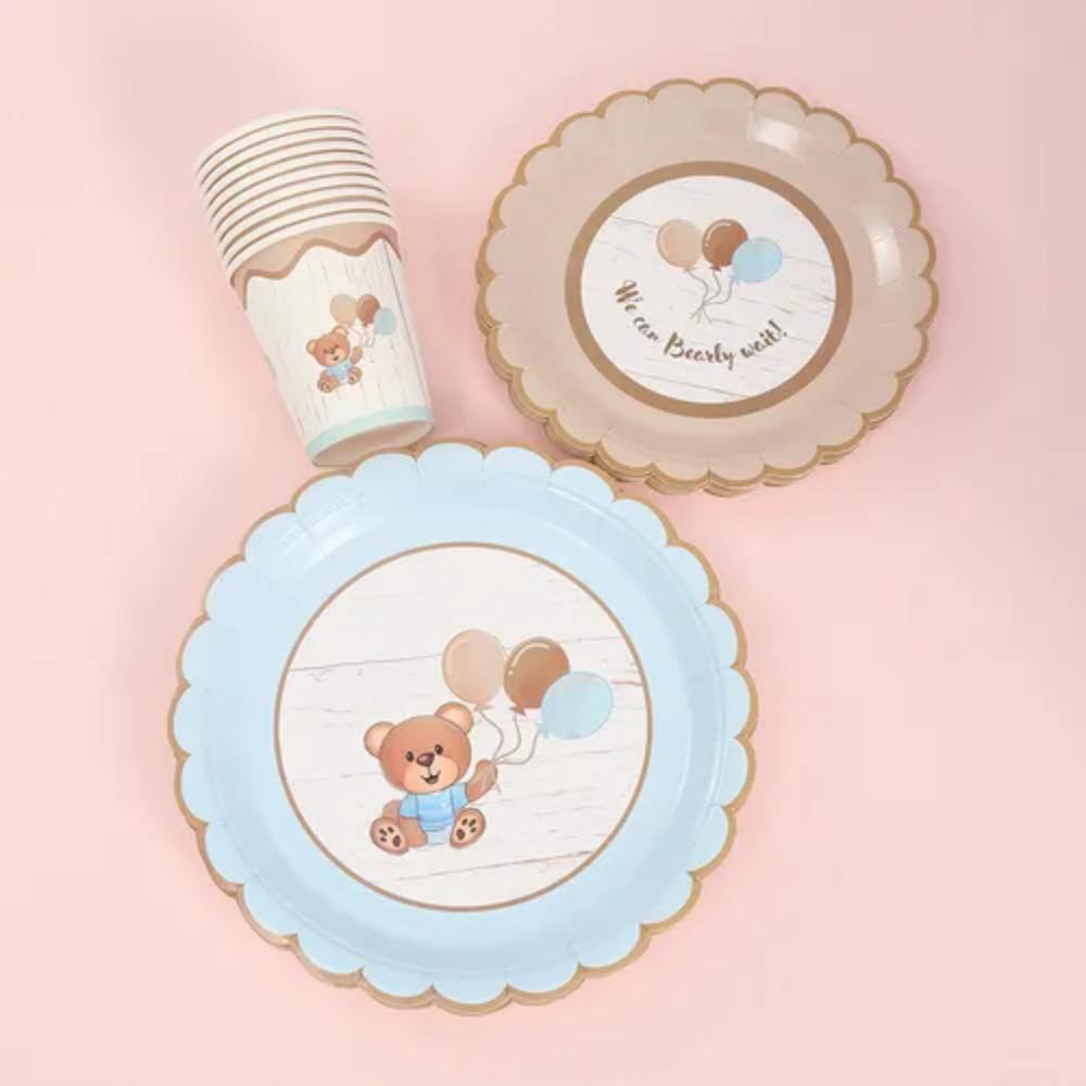 

Disposable Plates Paper Cups Cute Bear Tableware Sets Babyshower
