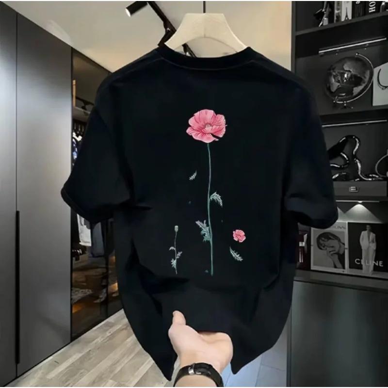 Unisexs Fitted Cotton Tshirts 5XL Black T Shirt Summer Wear Casual for Unisex Flower Print Tee Shirts White Unisex Clothing