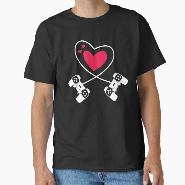 

Gaming Heart Valentines Day Love Gamer Classi T-Shirt Made in US/AUS Size S-2XL Unisex T-Shirt XL
