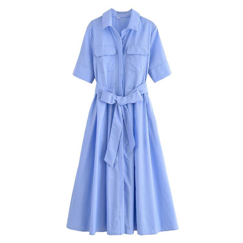 Za Export New Arrival Women's Clothing ZR Fashion Style Fashion Silm Waist-Controlled Lace-up Poplin Dress 2640360