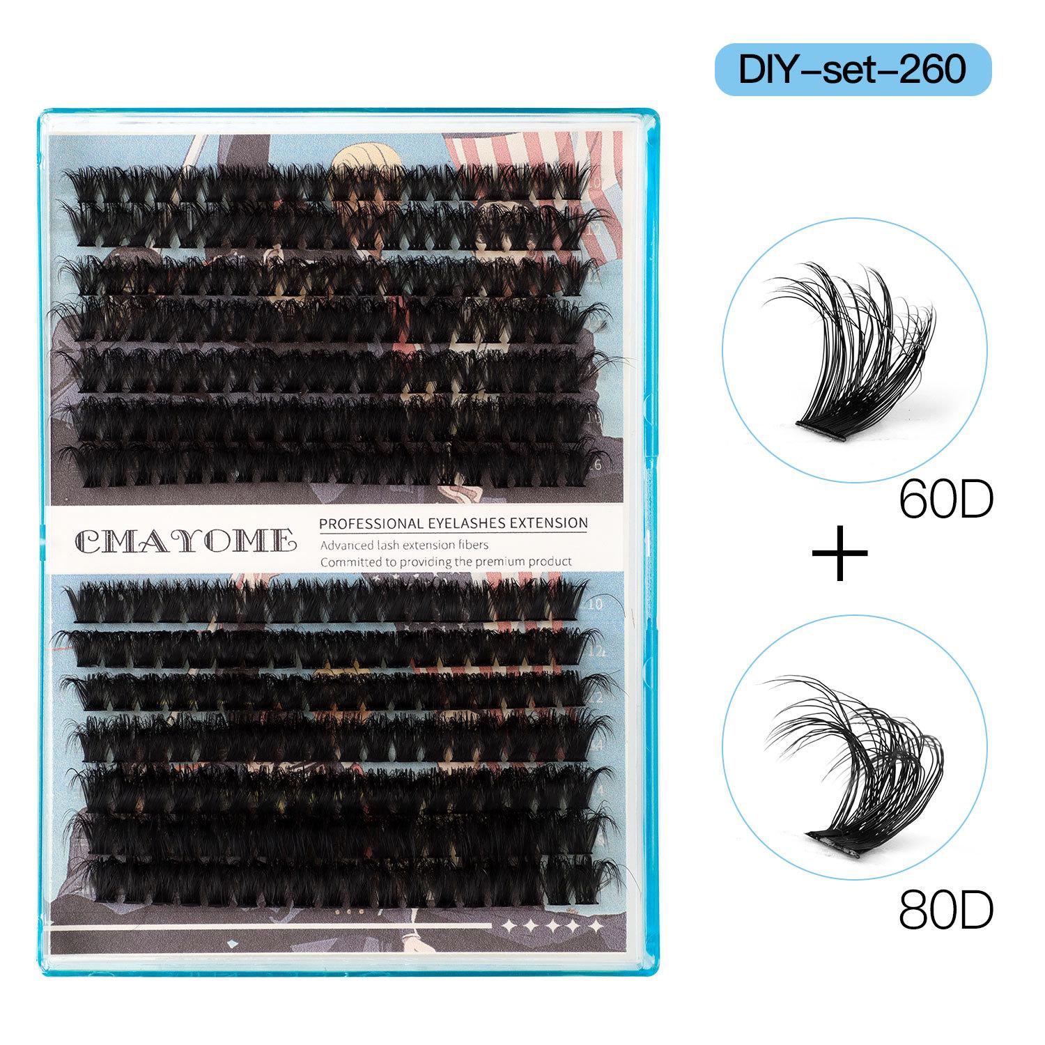 

266 пучков густых D-образных одинарных пучков накладных ресниц 10-16 мм, DIY сегментированные многоволосковые ресницы