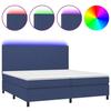 Exclusive House - Bed Slatted Base and Mattress and Blue LED 200x200 Cm Fabric