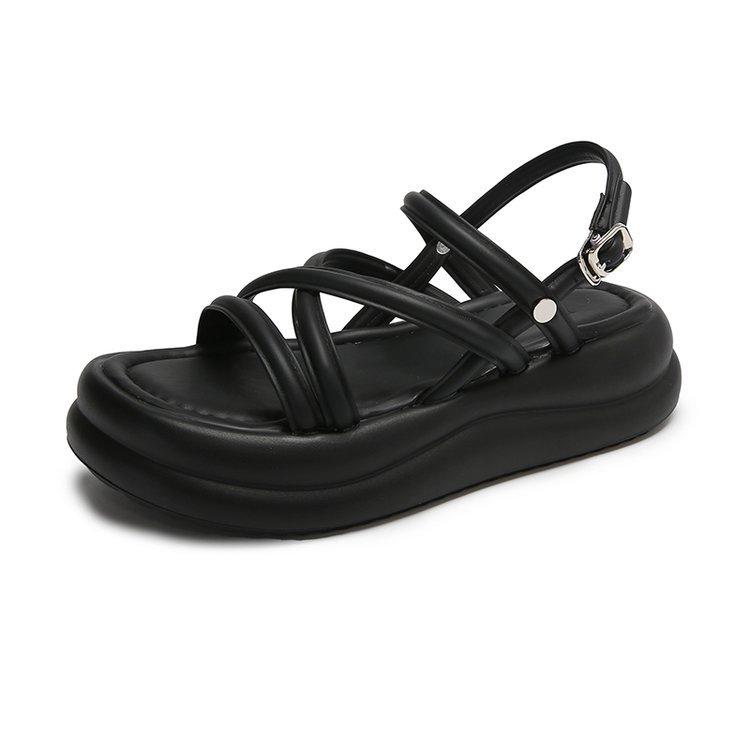 Plateau Römersandalen Damen 2024 Frühling und Sommer Neu Bequem Vielseitig Plateau Lässig Retro Nicht Müder Fuß Strandschuhe