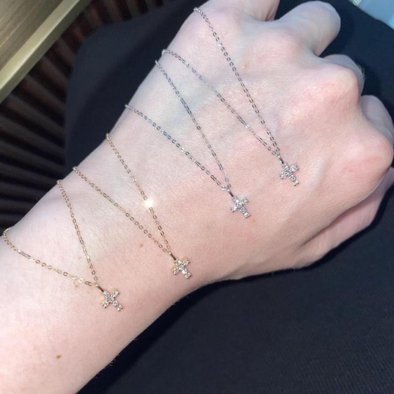 Mini Cross Necklace Women Dainty Versatile Thin Clavicle Chain
