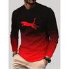 Men's Color Blocked Gradient Men's Long Sleeved Round Neck T-shirt, Casual and Comfortable T-shirt
