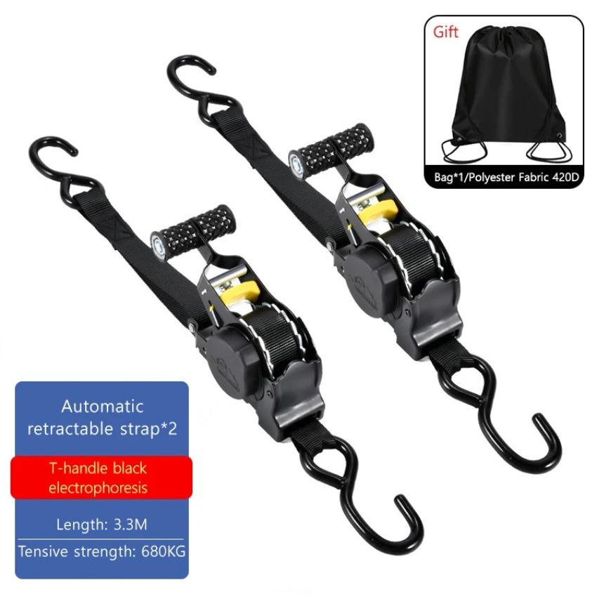 Automatic Retractable Ratchet Strap 1500LBS 330CM for Motorcycle Car Cargo Luggage ATV Trailer Quick Release Heavy Duty Straps