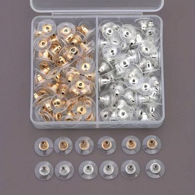 120pcs Mixed Disc Earring Back Stoppers - DIY Jewelry Accessories, With Pin Back Design, Easy To Install - Ideal For Jewelry Making And Repair