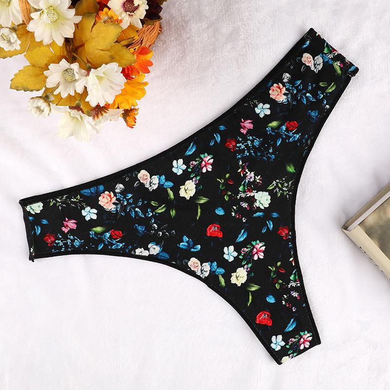 Patterned T-back panties Seamless invisible breathable briefs Low-rise women's knickers Thong underwear