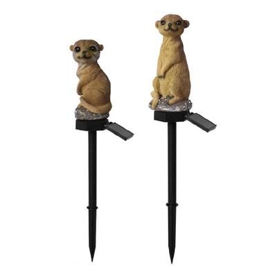 Cute Meerkats Garden Statue Meerkats with Light Up LED Figure Solar Light