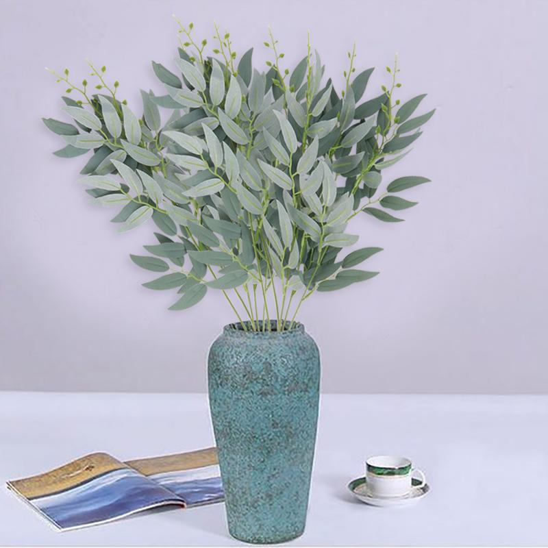 Artificial Mixed Eucalyptus Willow Leaves Stems DIY Bouquets Floral Faux Eucalyptus Garland Arrangement Home Wall Decor Wedding