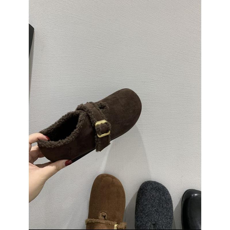 Retro Fleece Shoes for Women's Autumn and Winter New Thick-soled Full-fit Single Shoe