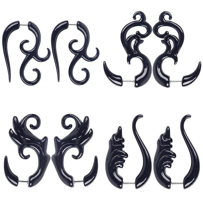 1 Pair Gothic Creative Black-color Acrylic Earrings For Women Men Punk Hip Hop Party Jewelry