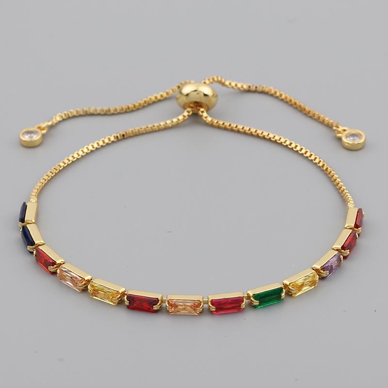 Women's Charm Tennis CZ Zircon Rainbow Bracelet For Women Luxury Multicolor Crystal Bracelet Couple Jewelry Gifts Pulseras Femme