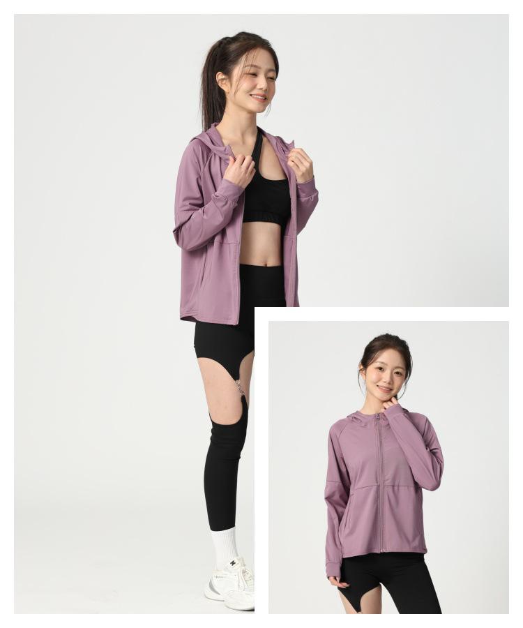 Women's Loose Fit Hooded Sports Jacket - Zipper Cardigan for Yoga, Running, Quick-Dry Fitness Long Sleeve Top