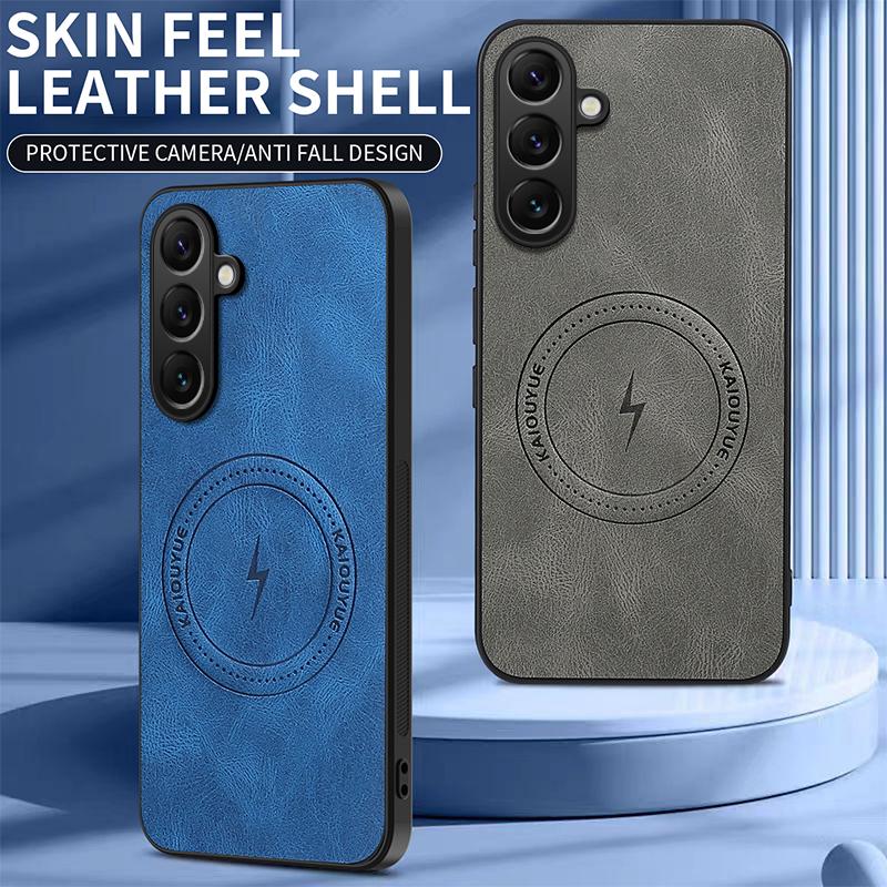 S25 Edge New Style Luxury Leather Phone Case For Samsung Galaxy S25 Ultra Magnetic Wireless Charge Cover S25 Plus Shell S25 FE