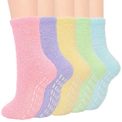 Non-shedding Coral Fleece Socks - Women's Solid Color Anti-slip Adhesive Socks for Winter and Autumn Warmth - Towel Half Fleece Floor Socks