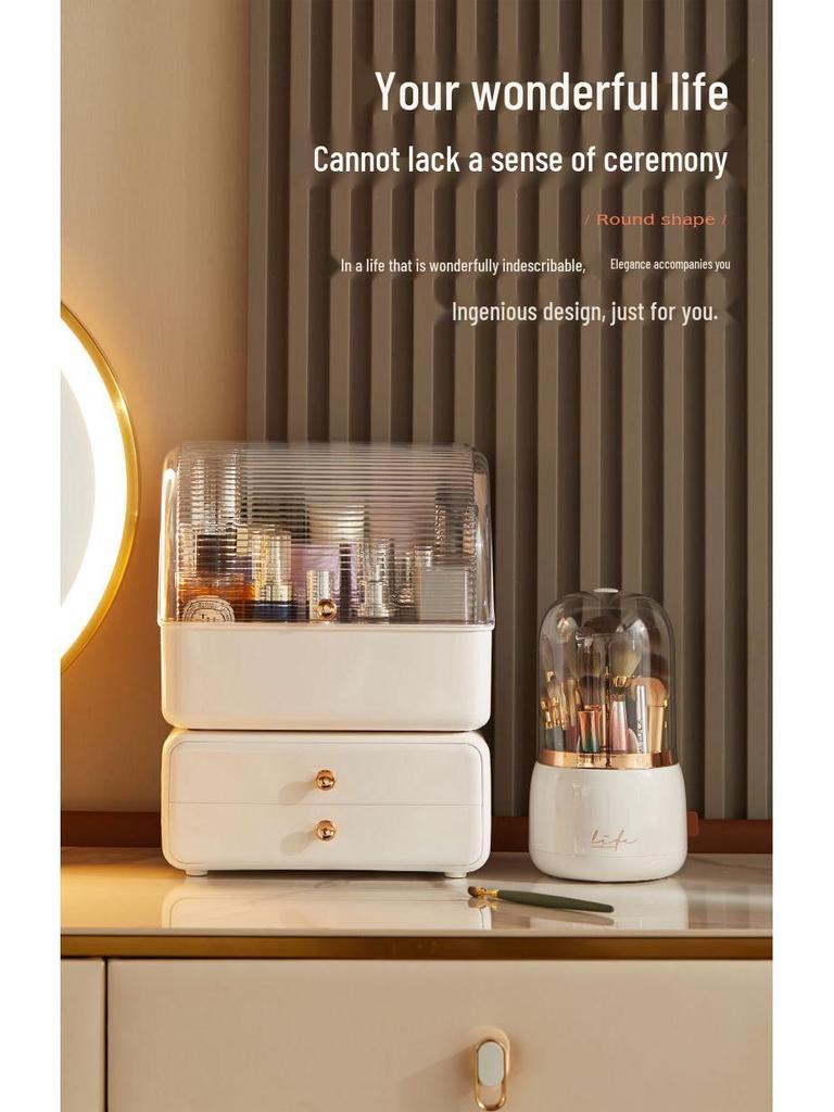 Elegant Rotating Makeup Brush & Cosmetic Storage Holder