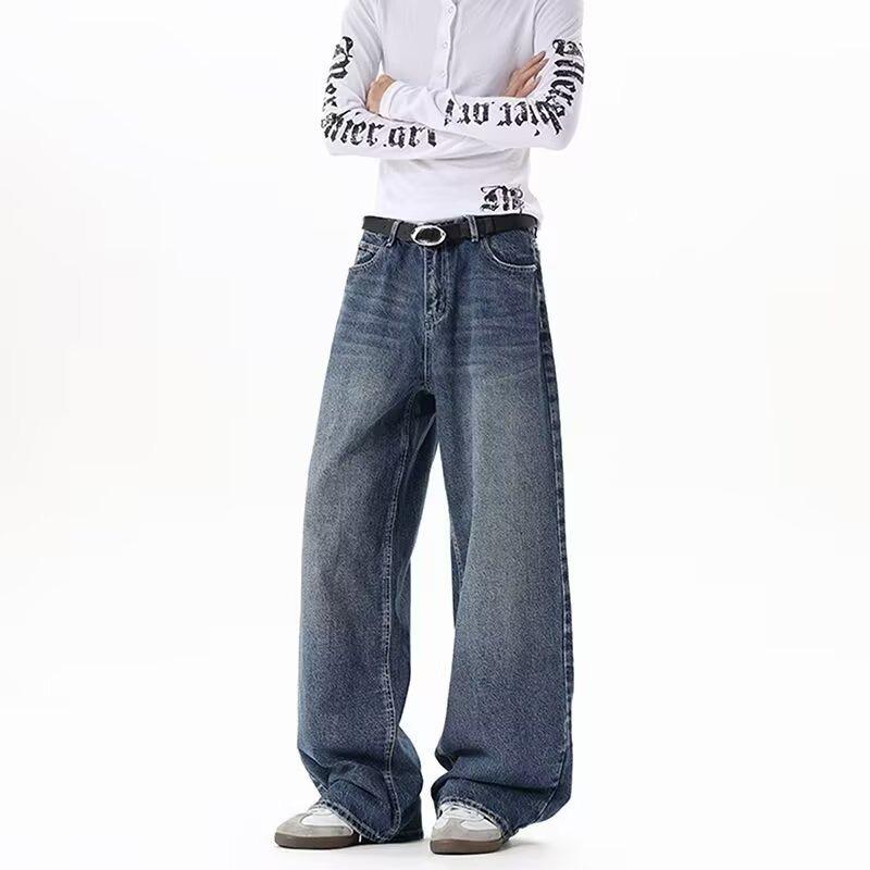 

Retro Spicy Girl Denim Wide-Leg Pants - Summer Floor-Length Design for Women and Girls Extra Large синий