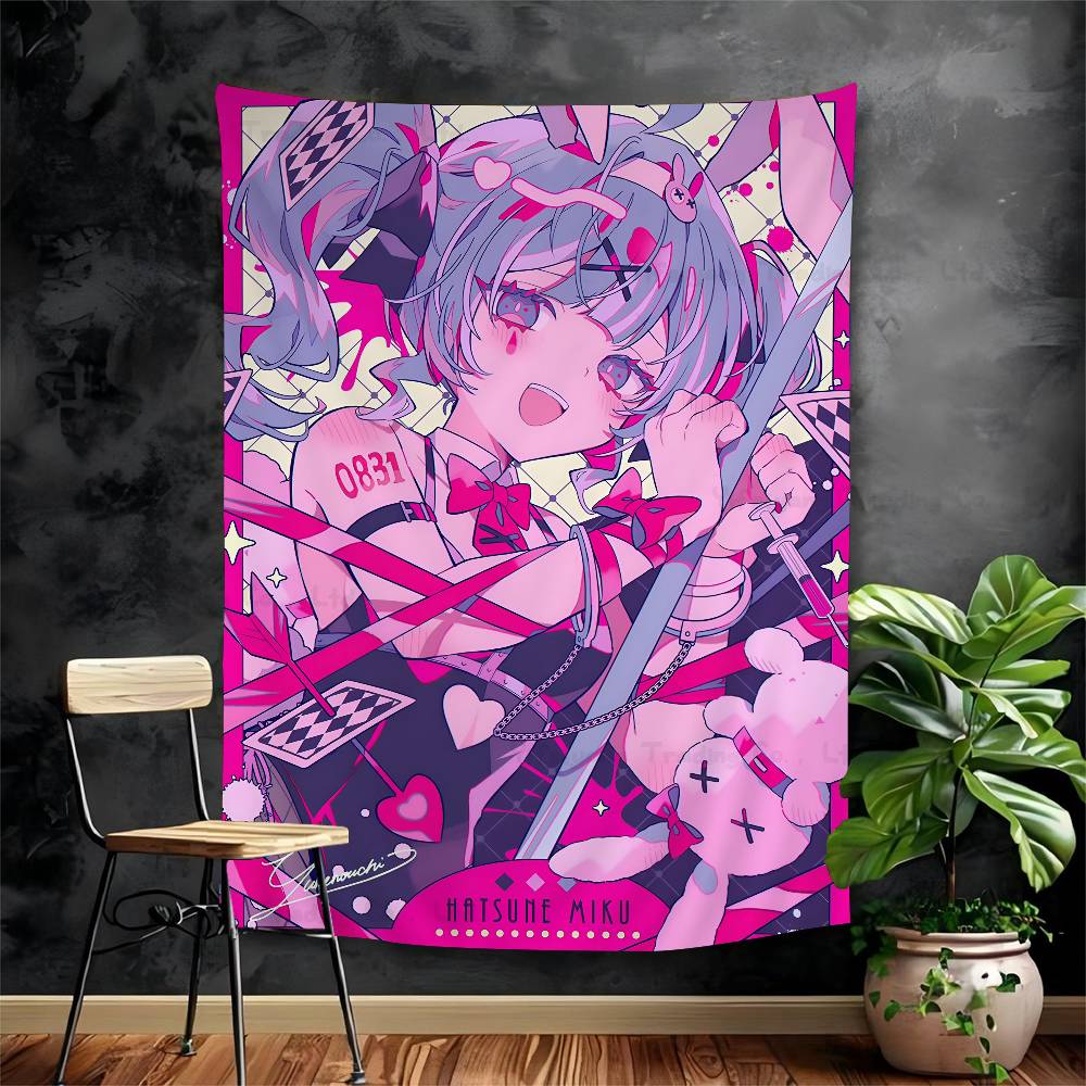 Virtual Idol HHatsunes MikU Colorful Tapestry Wall Hanging Bohemian Wall Tapestries Mandala Wall Hanging Sheets