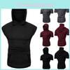 Stylish Men's Hooded Pullover T Shirt Tank Top With Protective Mask For Active Wear