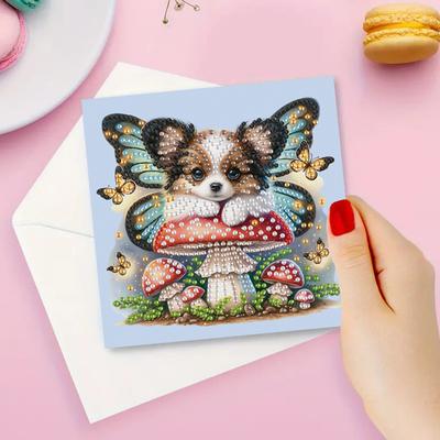 6Pcs DIY Rhinestone Diamond Art Mosaic Postcards Diamond Art Handmade Cards for Festivals and Celebrations