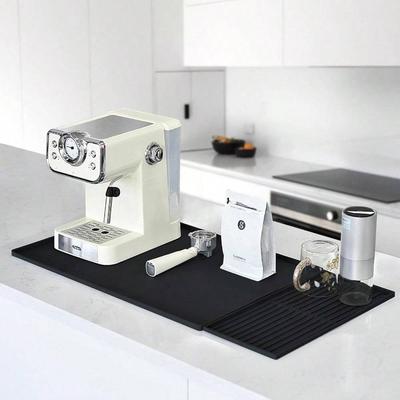 Covoraș de Silicon pentru Cafea 60 cm x 40 cm Covoraș pentru Bar de Cafea cu Margine Ridicată și Suport Detașabil pentru Uscarea Vaselor și Căștilor Pentru Blat de Bucătărie Accesorii pentru Bar de Cafea