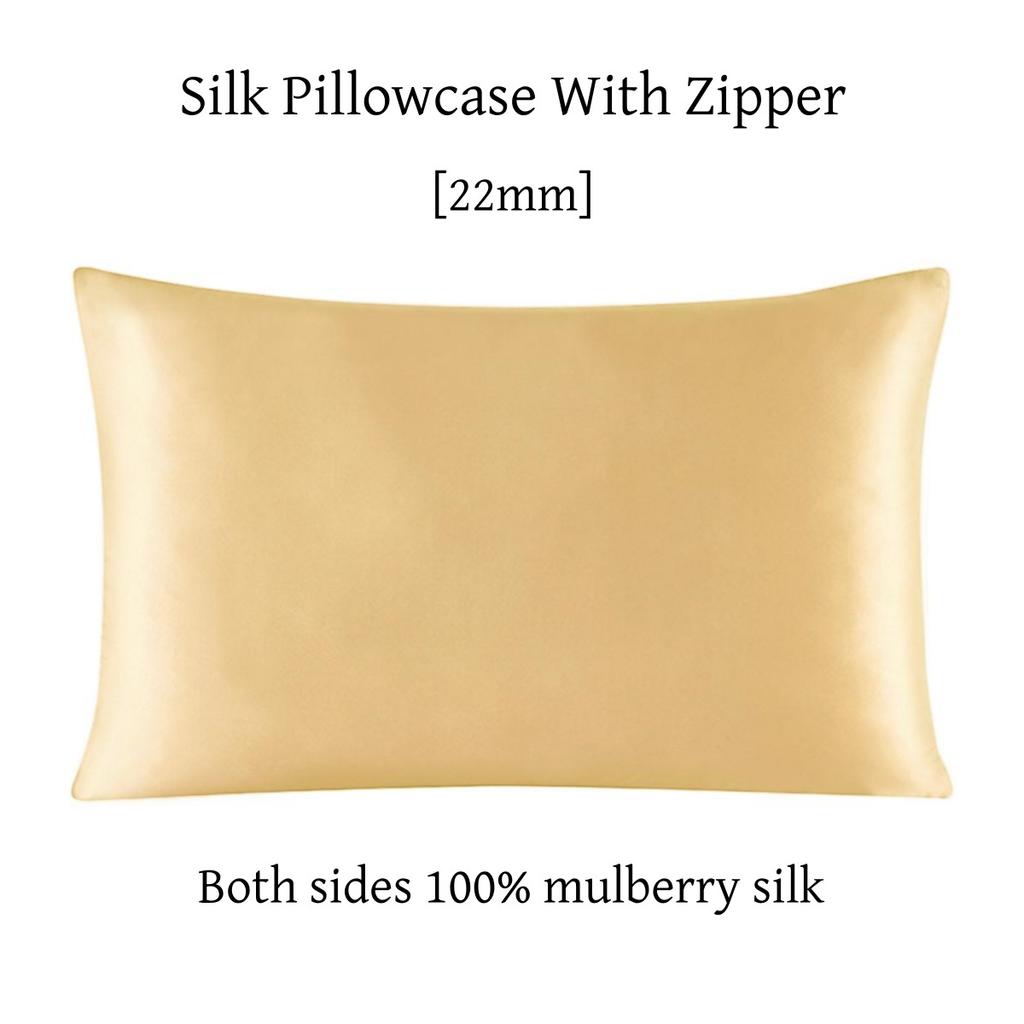 22 Momme Silk Zipper Pillowcase 1pc 100% Nature Mulberry Silk Muticolor Pillow Case For Healthy Standard Queen King
