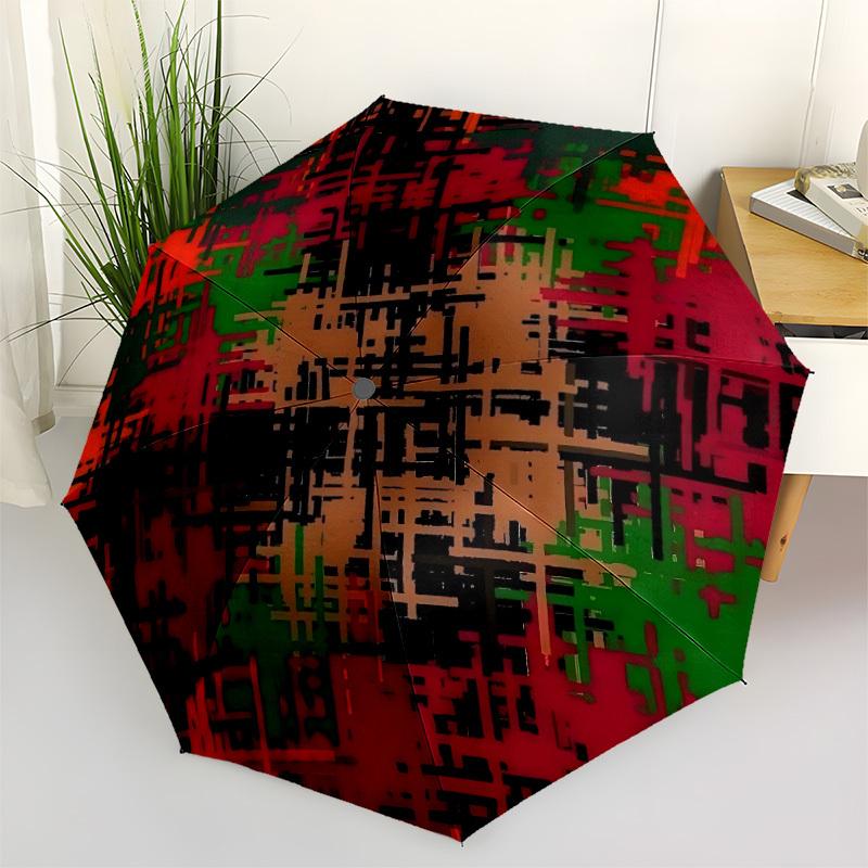 

1pc Abstract Pattern Automatic Folding Umbrella - Portable Collapsible Design, 8-Rib Iron Frame, Durable Fabric yy251125049