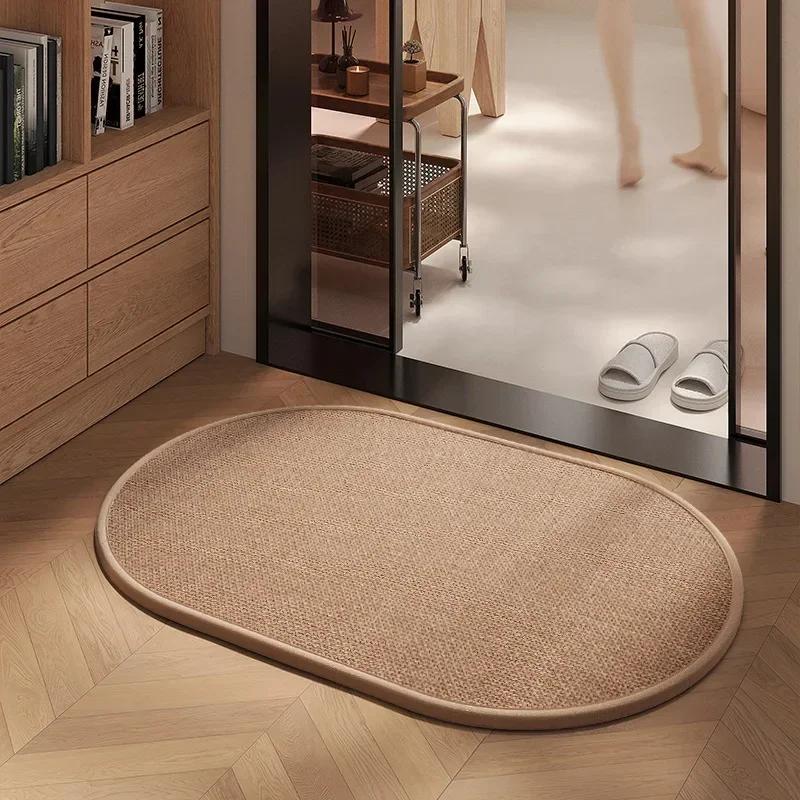 Bathroom Mat Non-Slip Bathtub Rugs Thick Memory Absorbent Linen Jute MatSoft Home Shaggy Floor Carpet For Living Rooms Hallways