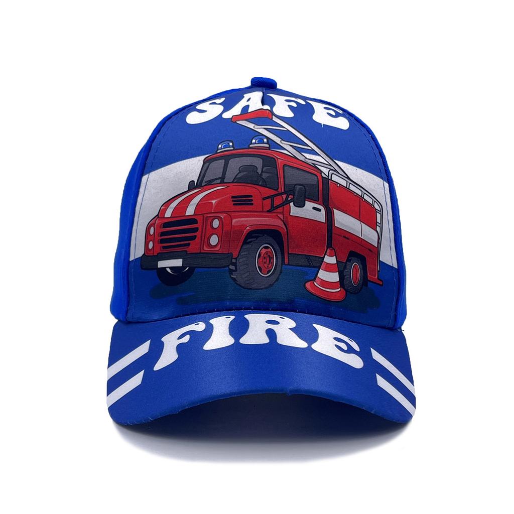 Construction Vehicle Excavator Cartoon Fire Truck Bulldozer Children's Baseball Cap Spring and Summer Cartoon Sun Hat