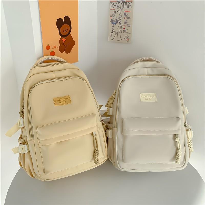 Student Schoolbag Female Sen Series Small Fresh Solid Color Backpack Korean Style Large-capacity Light Casual College Students