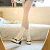 Fashion 2025Women's Bow Design Round Toe Low Heel Shoes Cute Girly Style Autum Pu Leather Mid-Heel Lolita Shoes