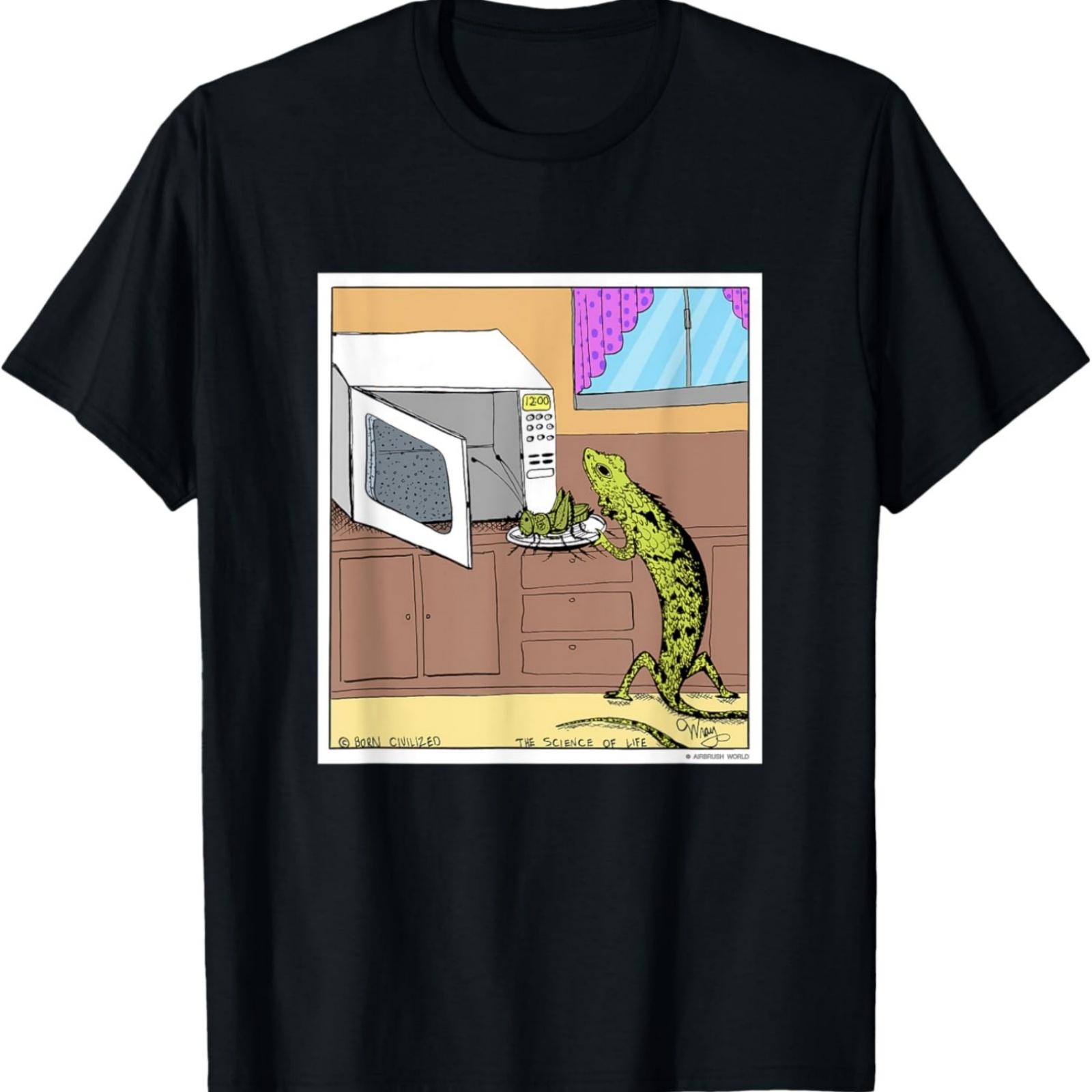 Lizard Microwave Dinner Funny Reptile Novelty Gift T-Shirt S