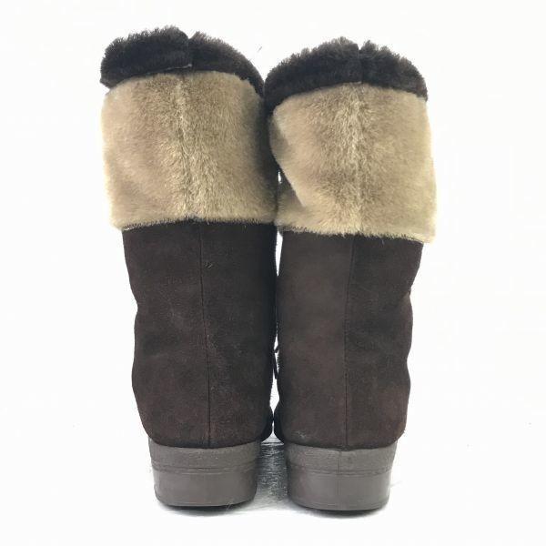 SNOWLAND Kožené Kožešinové Eskymácké Boty 9 25.5-26 Hnědé Ručně vyráběné Vintage(POUŽITÝ)