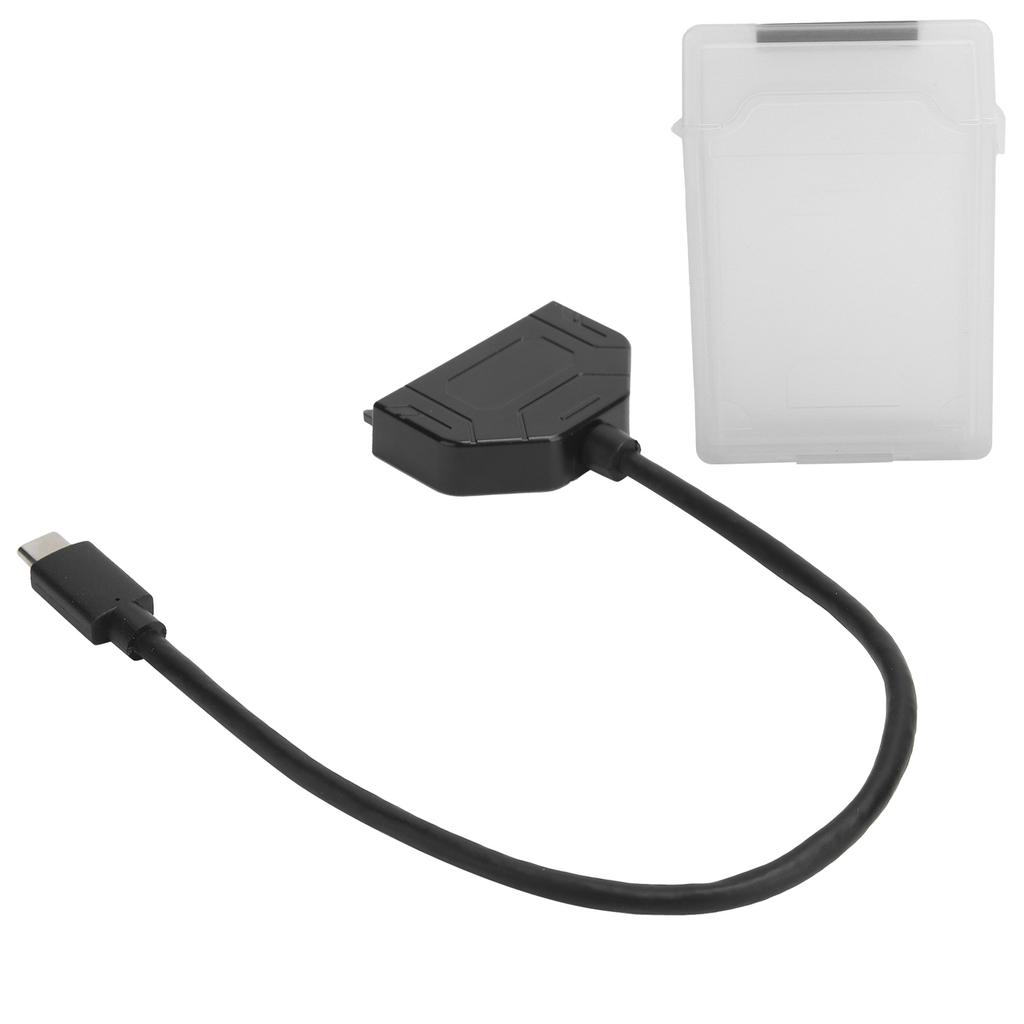 TypeC SATA Adapter 2.5in USB 3.0 10G SSD HDD Hard Disk Drive Cable Protection Box(White )