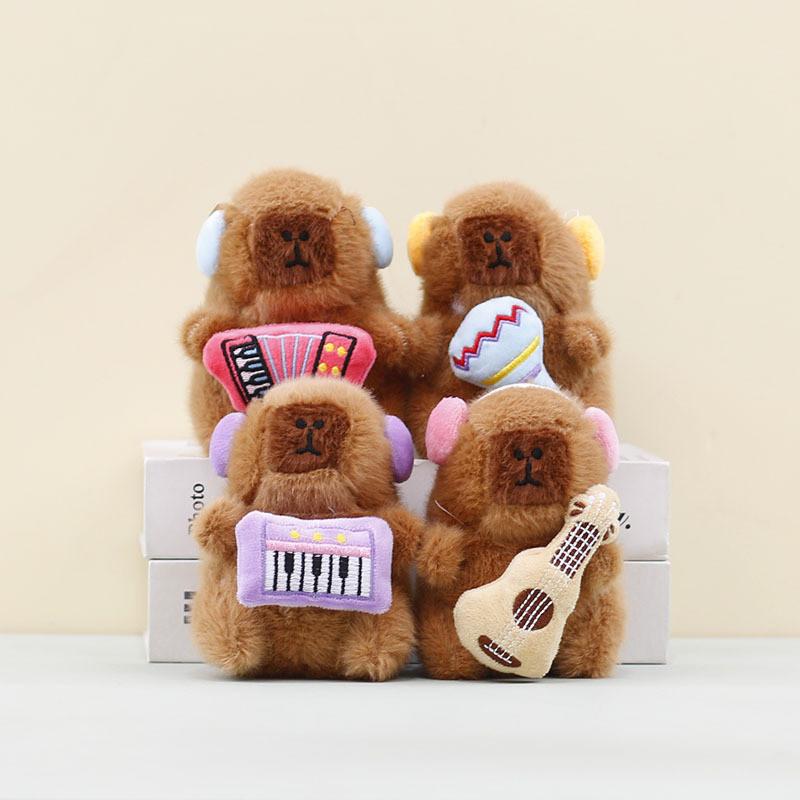 Music Capybara Band Mini Plush Pendant Toy Collectible Gift For Kids Desk Decor