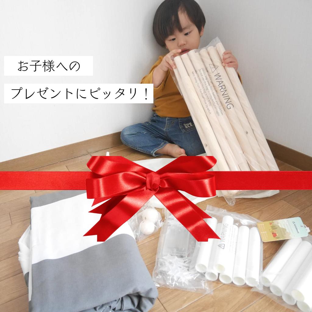 NINEHILLS Kids' Tent, Teepee, Striped, Stylish, 100% Cotton, Tent House, Wooden, Foldable, for Living Room, Indoor Use, Kids' Corner, Secret Base